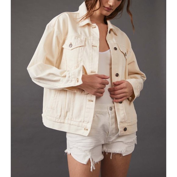 Free People Jolene Trucker Jacket / Ecru - Picture 2 of 14